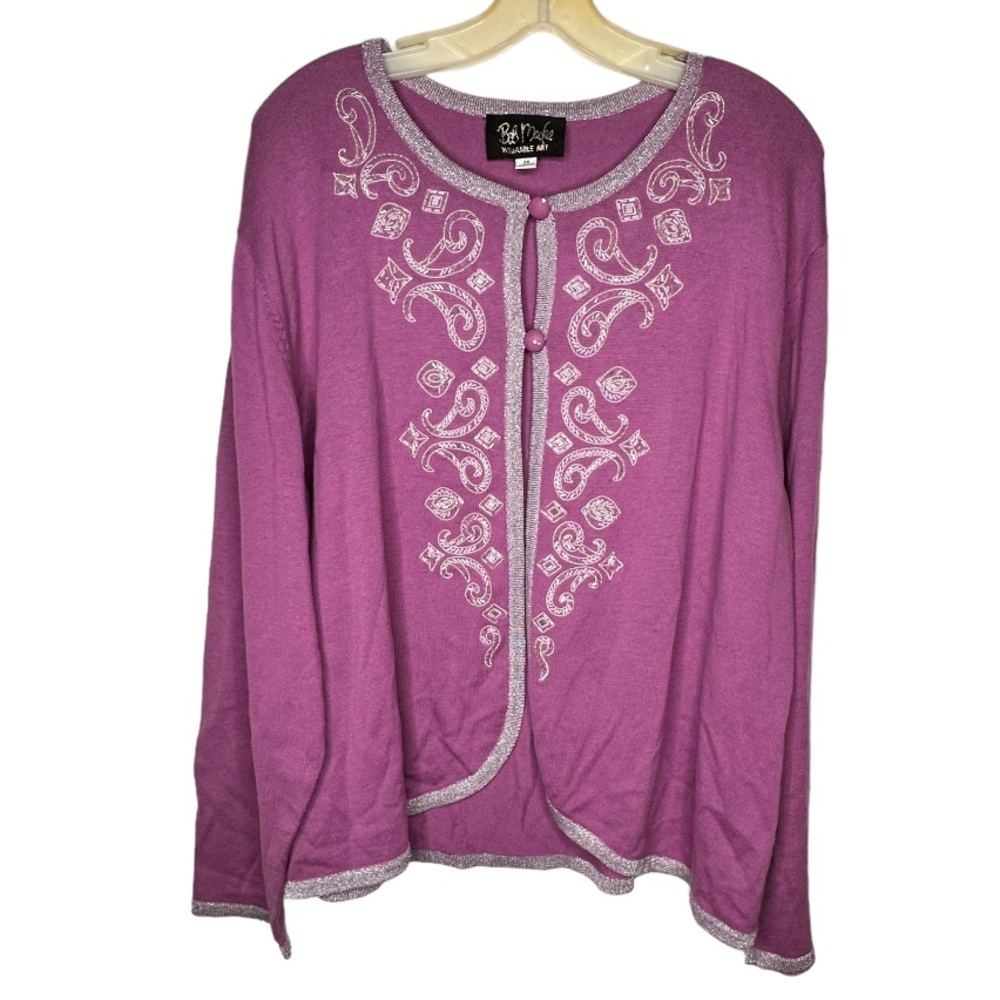 Bob Mackie Wearable Art Cardigan Sweater - image 1